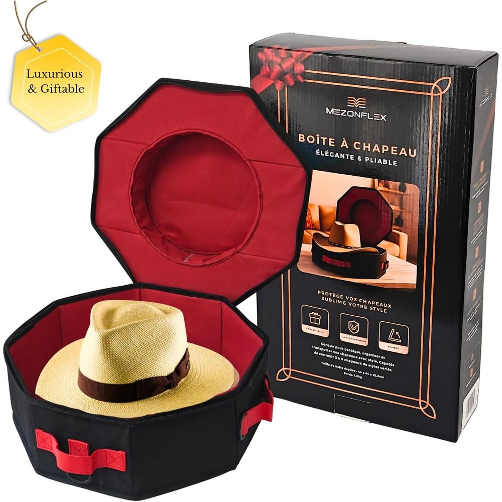 Foldable Lightweight Western Fedora Hat Box Water Resistant Oxford Travel Case